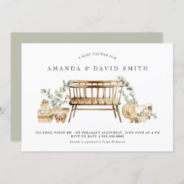 Eucalyptus Bohemian Baby Shower Sage Grönt  Inbjudningar