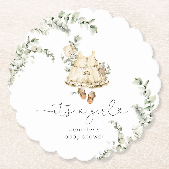 Eucalyptus boho-daghemskläder babydusch underlägg papper (Framsida)