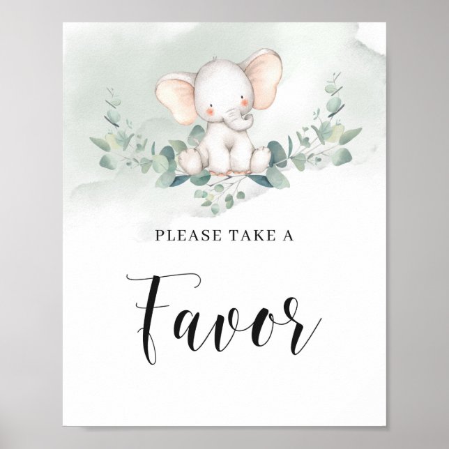 Eucalyptus boho-tecken för elefantgrönska poster (Framsidan)