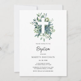 Eucalyptus botanical greenery Baptism Christening Inbjudningar