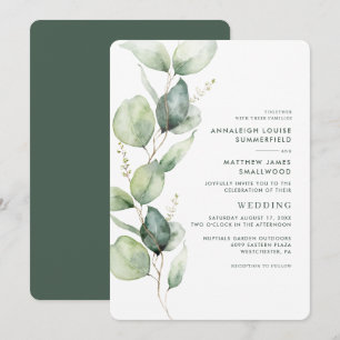 Eucalyptus Botanical Greenery Bröllop Inbjudningar