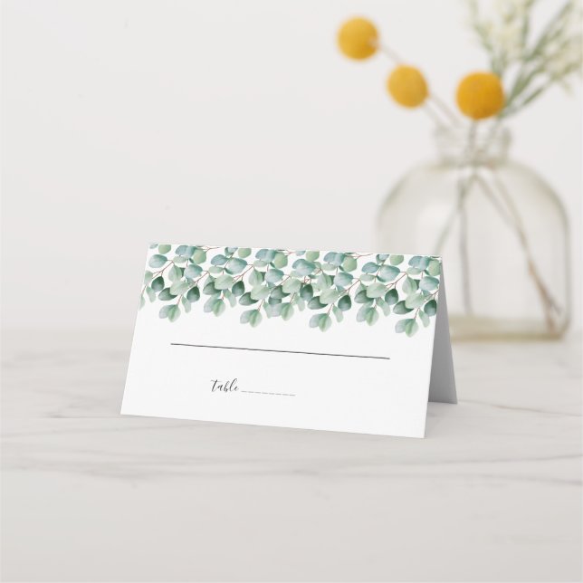 Eucalyptus Botanical Greenery Bröllop Placeringskort (Framsida)