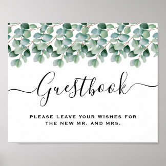 Eucalyptus Botanical Greenery Wedding Poster