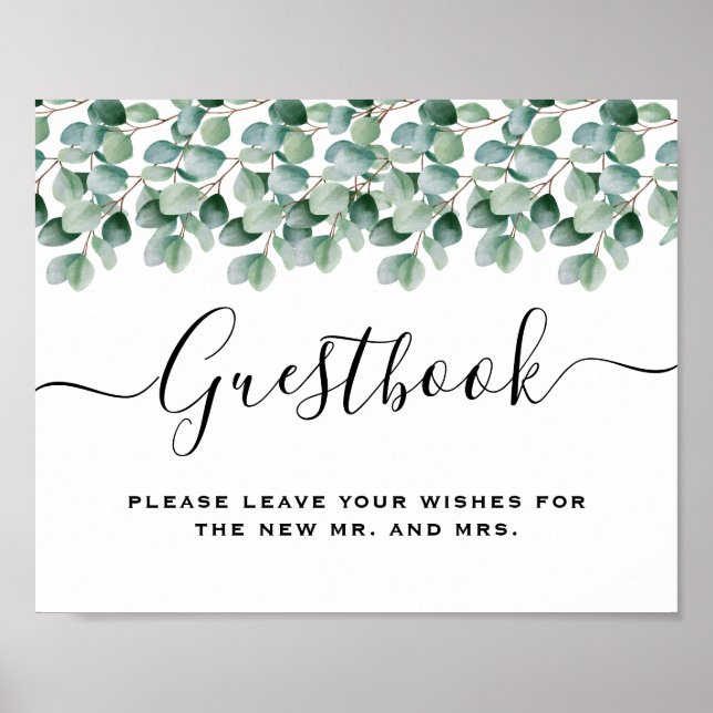 Eucalyptus Botanical Greenery  Wedding Poster (Framsidan)
