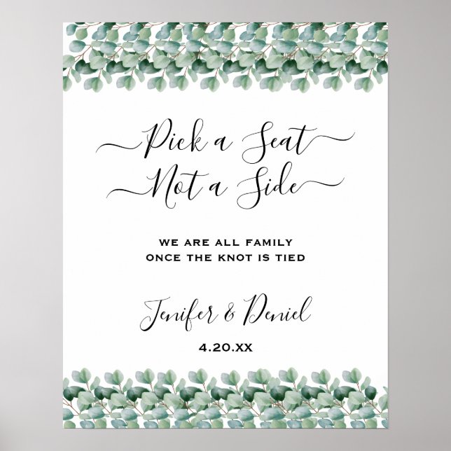 Eucalyptus Botanical Greenery  Wedding Poster (Framsidan)