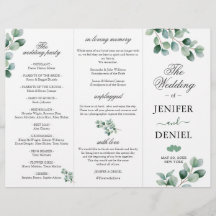 Eucalyptus Botanical Greenery  Wedding Programme