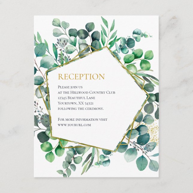Eucalyptus Botanical Greenery Wedding Reception Tilläggskort (Framsida)