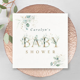 Eucalyptus Botanical Guld Brev Baby Shower Pappersservett