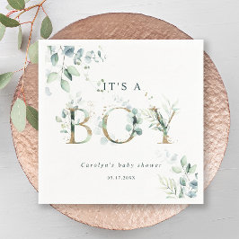 Eucalyptus Botanical Guld Brev Boy Shower Pappersservett