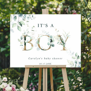 Eucalyptus Botanical Guld Brev Boy Shower Poster