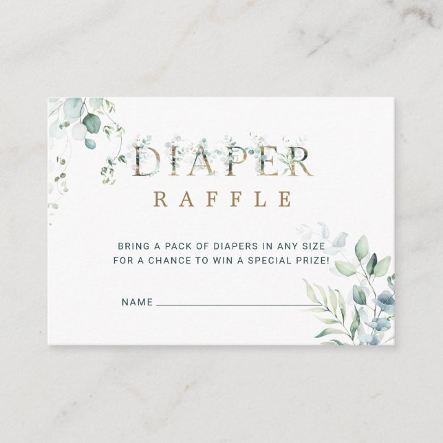 Eucalyptus Botanical Guld Brev Diaper Raffle Tilläggskort (Framsida)