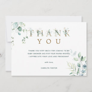 Eucalyptus Botanical Letter Baby Shower Tack Kort