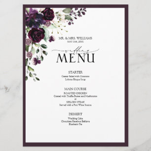 Eucalyptus Botanical Sage Grönt Bröllop Menu Meny