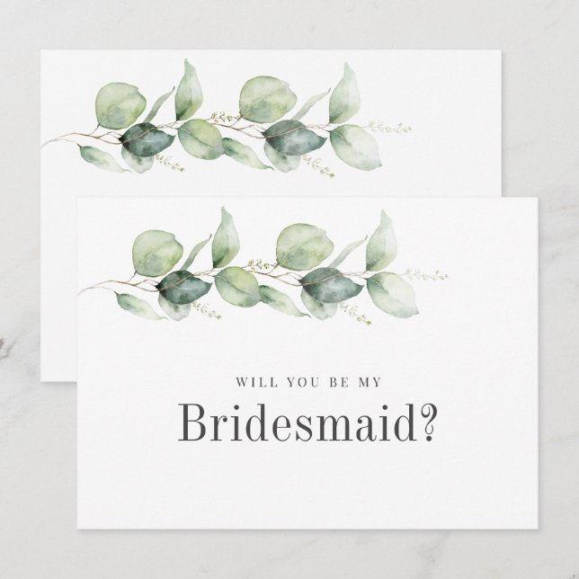 Eucalyptus Botanical Var Min Brudtjänst Kort (Fram/baksida)