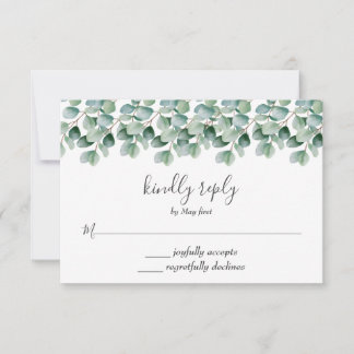 Eucalyptus Botanisk Grönska Bröllop RSVP OSA Kort
