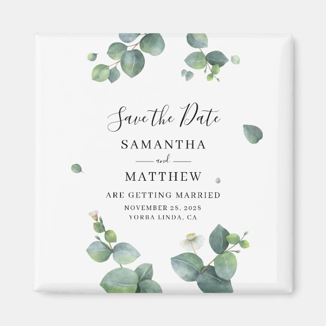 Eucalyptus Botanisk Grönska Spara Datum Magnet (Framsidan)