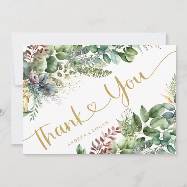 Eucalyptus botaniska Bröllop tackkort Inbjudningar (Framsida)