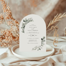 Eucalyptus botaniska elegant foto enkel bröllop inbjudningar