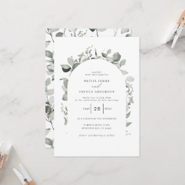Eucalyptus botaniska elegant foto enkel bröllop inbjudningar