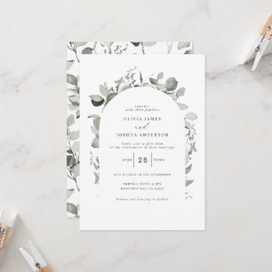 Eucalyptus botaniska elegant foto enkel bröllop inbjudningar