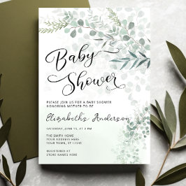 Eucalyptus botaniska Grönten Baby Shower Inbjudningar