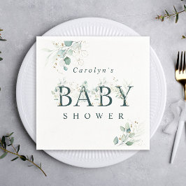 Eucalyptus Botaniska Grönten Brev Baby Shower Pappersservett