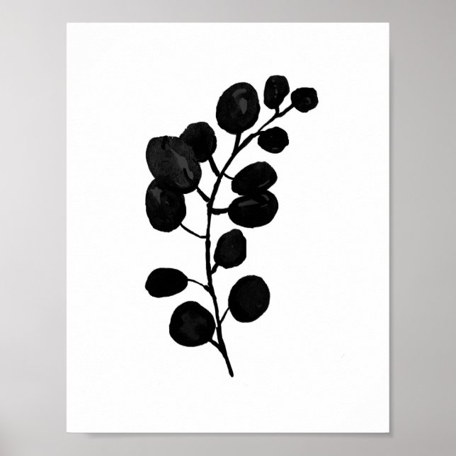 Eucalyptus botaniska Plant Watercolor Painting Poster (Framsidan)