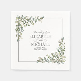 Eucalyptus Botaniska Sage Grönt Bröllop Napkins Pappersservett