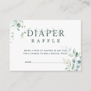 Eucalyptus Botaniskt babyskor Diaper Raffle Tilläggskort