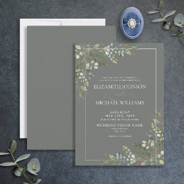 Eucalyptus Botaniskt Grönt Bröllop Inbjudningar