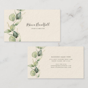 Eucalyptus botaniskt minimalistiskt skript Artist Visitkort