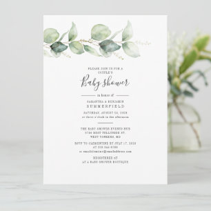 Eucalyptus Botaniskt pars babyskor Elegant Inbjudningar