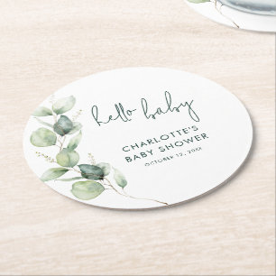 Eucalyptus botaniskt skript babyskor underlägg papper rund