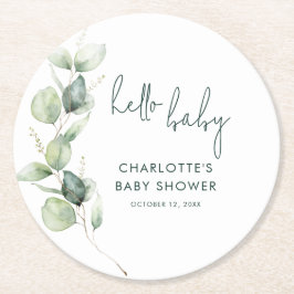 Eucalyptus botaniskt skript babyskor underlägg papper rund