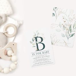 Eucalyptus Botaniskt vattenfärgat babyskor Inbjudningar