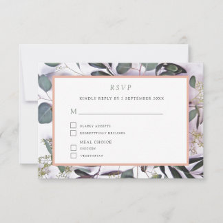 Eucalyptus Bouquet med Rosa Gräns Bröllop OSA Kort