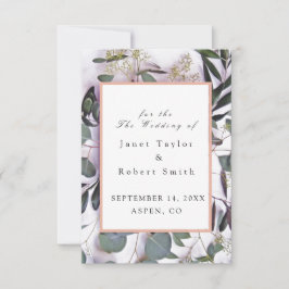 Eucalyptus Bouquet med Rosa Gräns Bröllop Spara Datumet