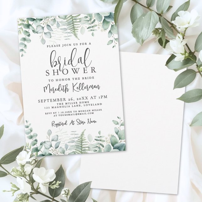 Eucalyptus Bridal Shower Inbjudningar (Eucalyptus Greenery Bridal Shower Invitation)