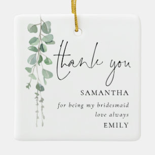Eucalyptus Bridesmaid Tack Keepsaké Favor Julgransprydnad Keramik