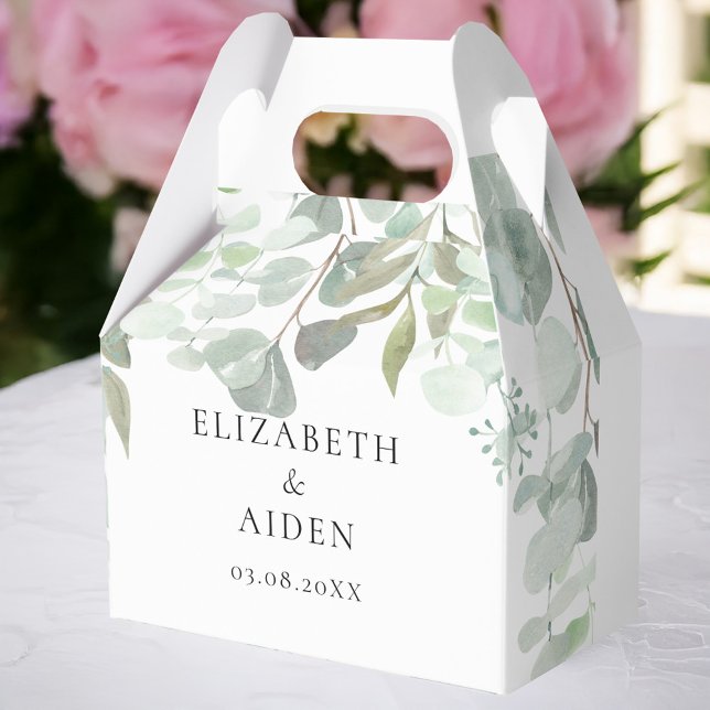 Eucalyptus Bröllop Box Geschenkschachtel Presentaskar (Personalized Eucalyptus Wedding Box with your name and date.)