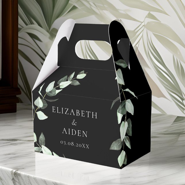 Eucalyptus Bröllop Box Geschenkschachtel Presentaskar (Eucalyptus Floral Wedding Collection Favor Boxes)