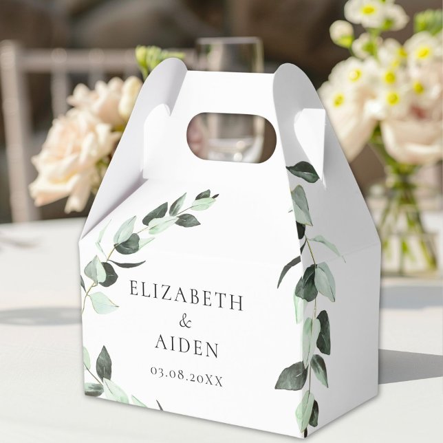 Eucalyptus Bröllop Box Geschenkschachtel Presentaskar (Personalized Eucalyptus Wedding Box Geschenkschachtel with your Name & Date.)