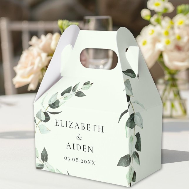 Eucalyptus Bröllop Box Geschenkschachtel Presentaskar (Personalized Eucalyptus Wedding Box Geschenkschachtel with your Name & Date.)
