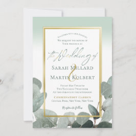 Eucalyptus bröllop dammiga blå greenery bröllop inbjudningar