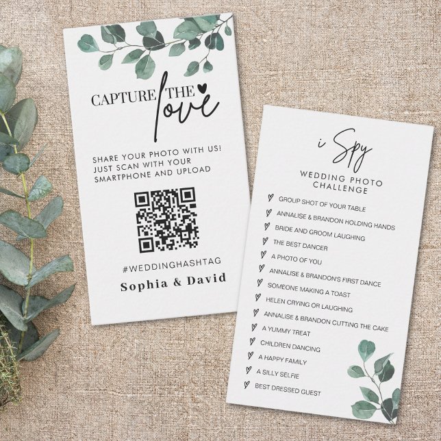 Eucalyptus Bröllop fångar in Kärlek QR-koden Tilläggskort (Skapare uppladdad)