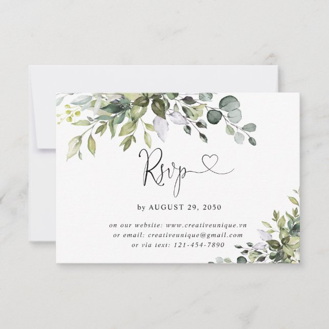Eucalyptus Bröllop Online RSVP-kort OSA Kort (Framsida)