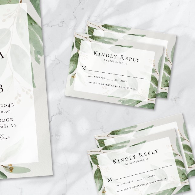 Eucalyptus Bröllop OSA Card Anteckningskort (Skapare uppladdad)