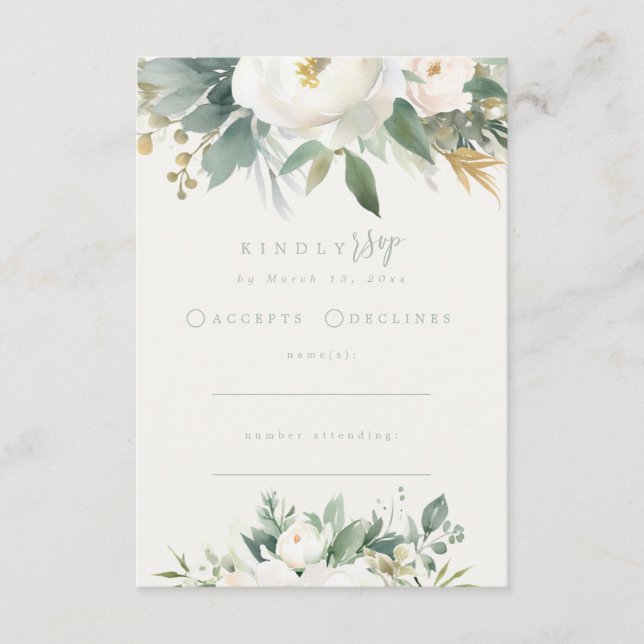 Eucalyptus Bröllop OSA-kort för Blommigt Tilläggskort (Framsida)