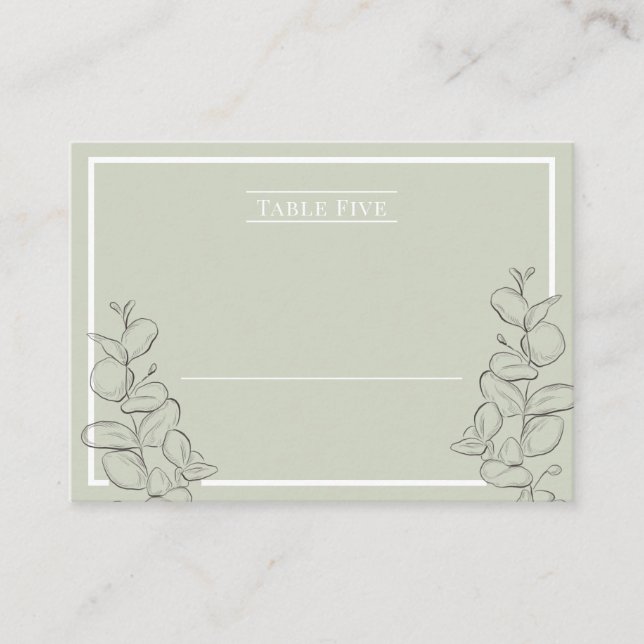 Eucalyptus bröllop placeringskort (Framsida)