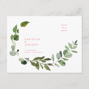 Eucalyptus Bröllop Rosa Text Spara datum Vykort